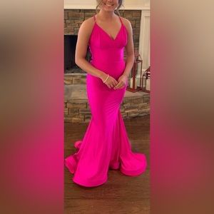 PROM DRESS! Worn once, tie back, vneck, brand is Jessica angel
